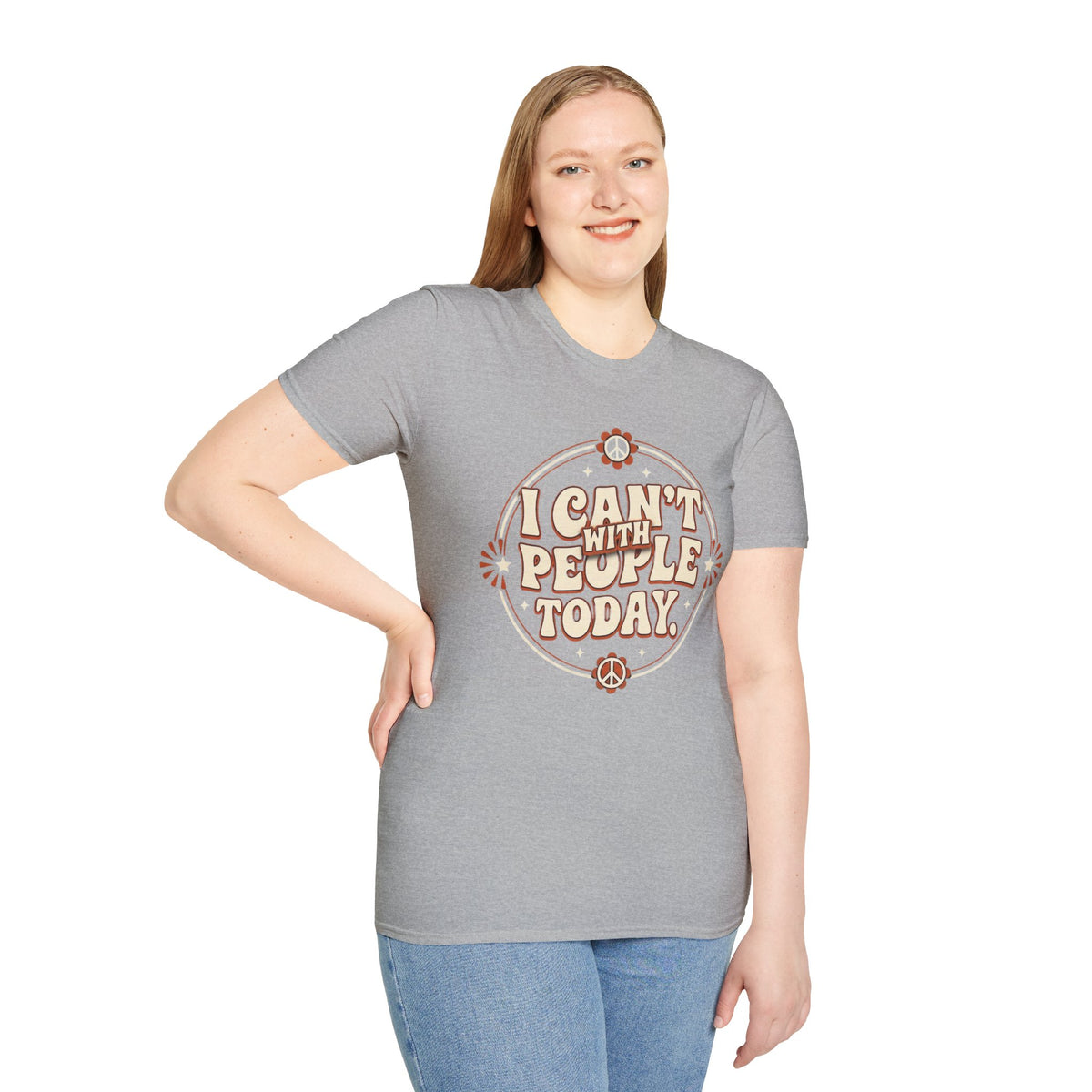 I Can't With People Today T-Shirt — Retro Peace Floral Graphic Tee