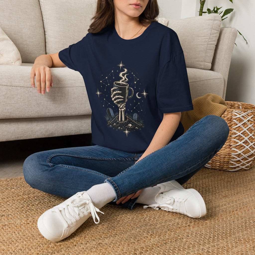 Occult Coffee Skeletal Hand Graphic Tee - Sarcastic Unisex T-Shirt