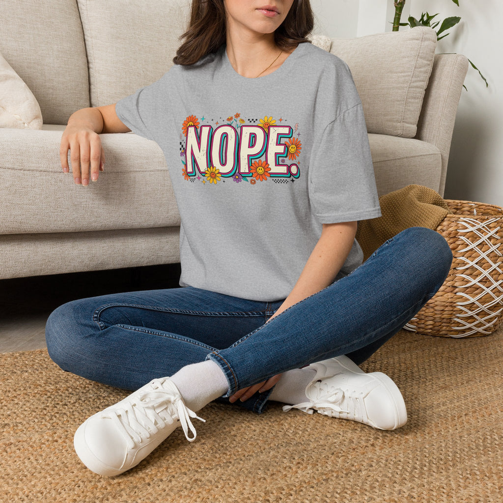 Nope Floral T-Shirt — Retro Script Graphic Tee