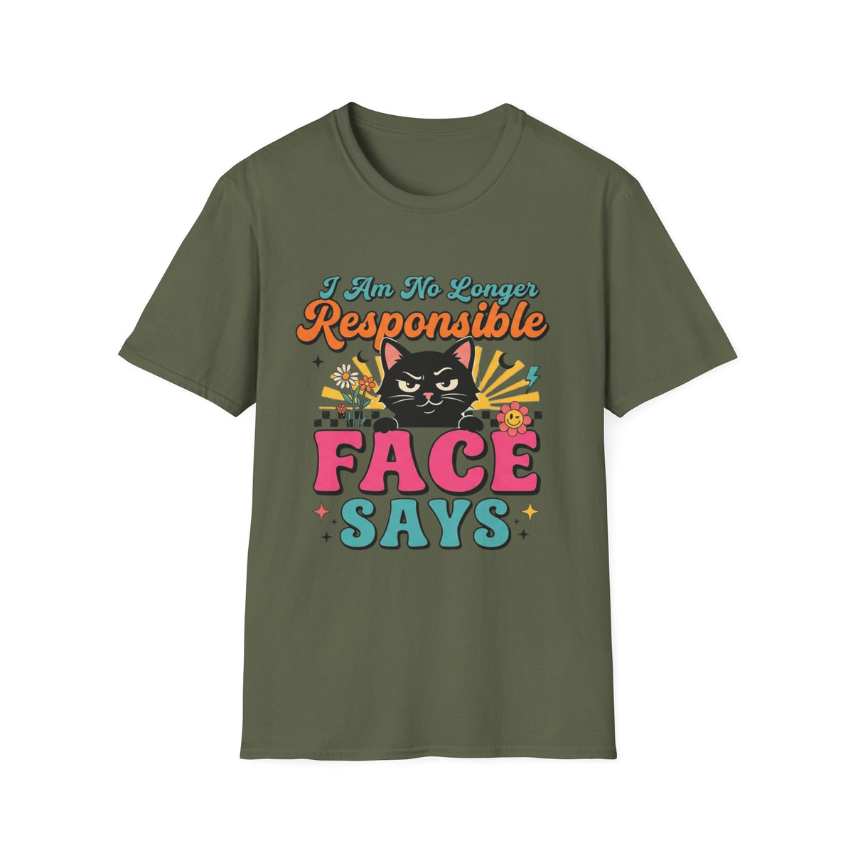 Funny Cat T-Shirt — "My Face Says I'm Not Responsible" Graphic Tee