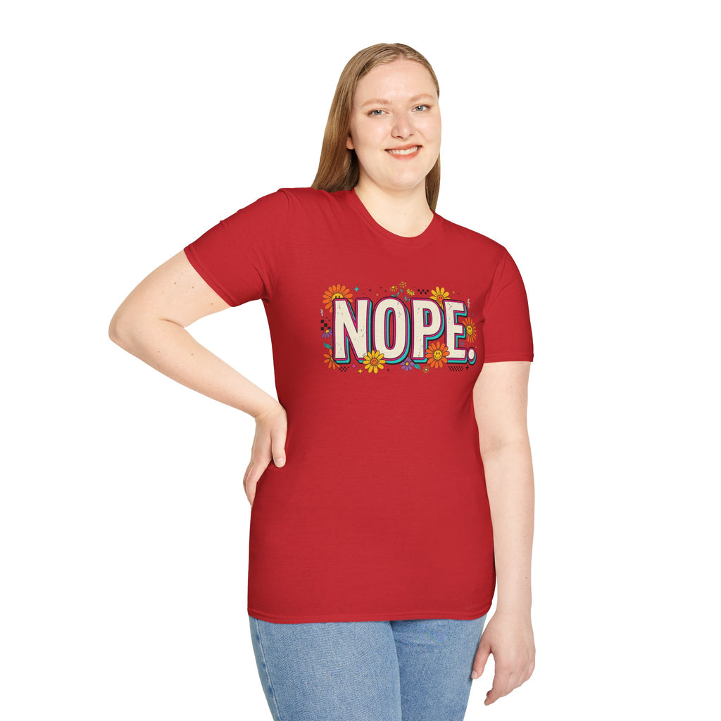 Nope Floral T-Shirt — Retro Script Graphic Tee
