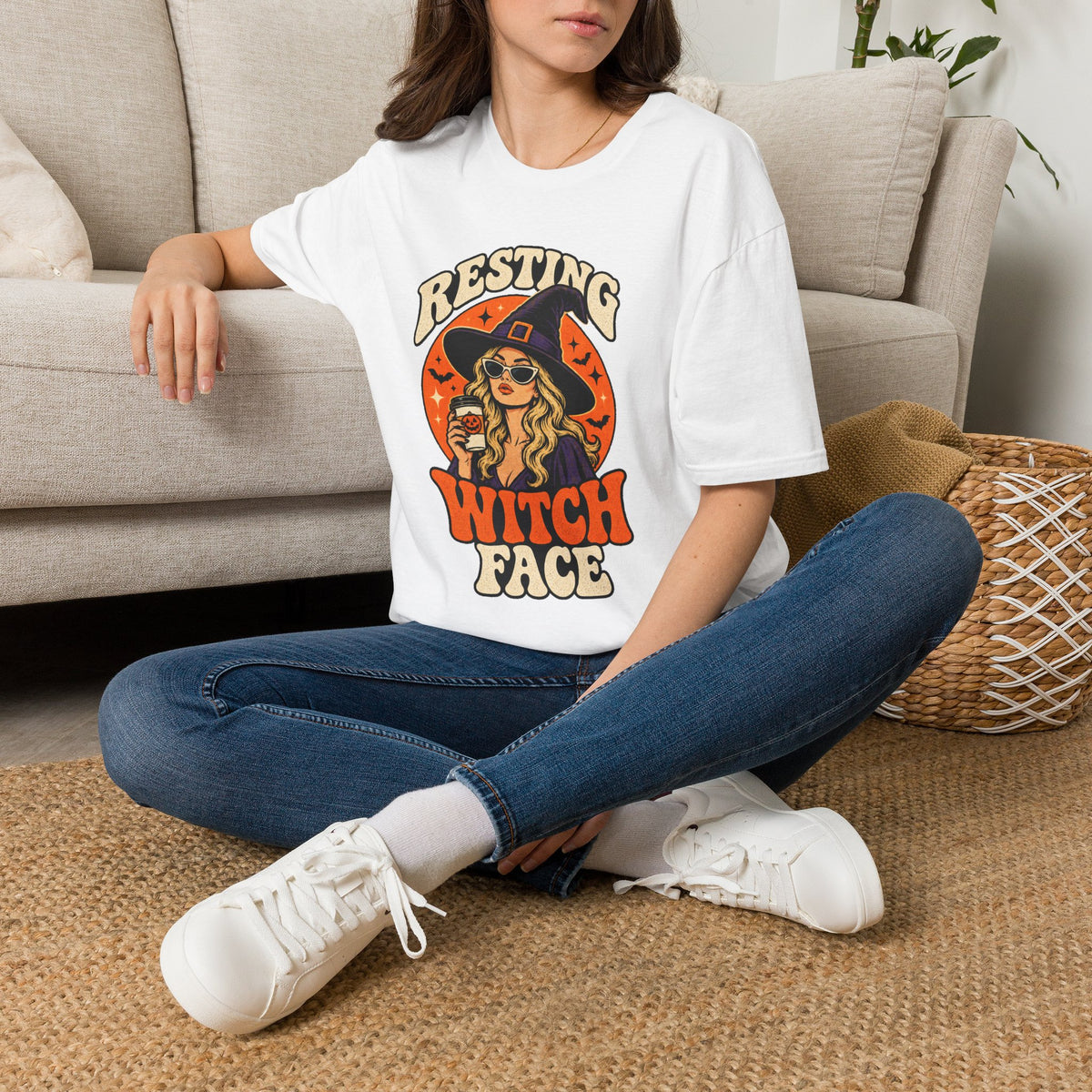 Resting Witch Face Retro Halloween Tee - Sarcastic Unisex T-Shirt