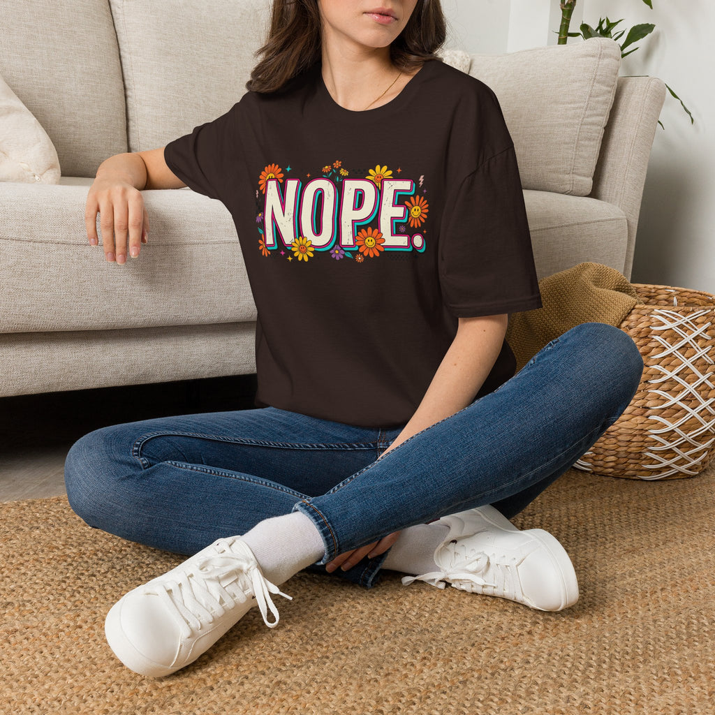 Nope Floral T-Shirt — Retro Script Graphic Tee