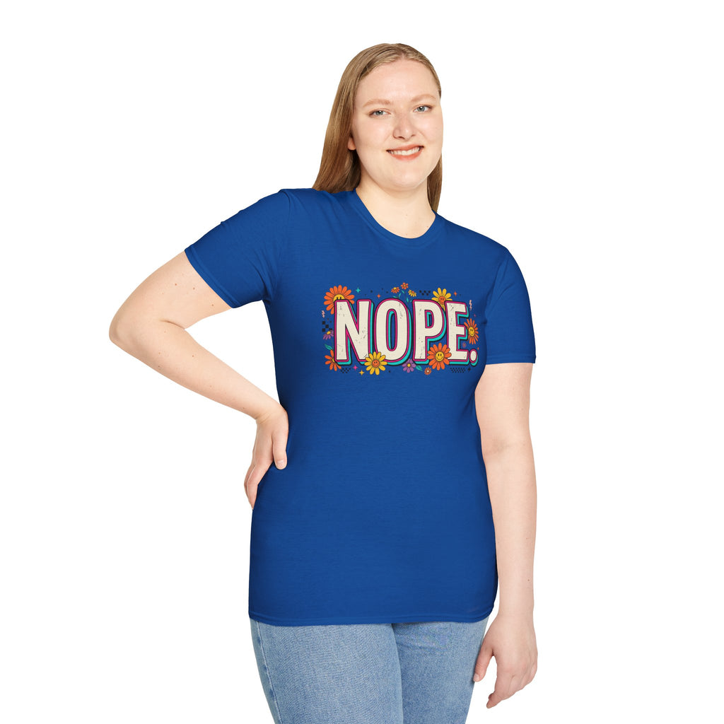Nope Floral T-Shirt — Retro Script Graphic Tee