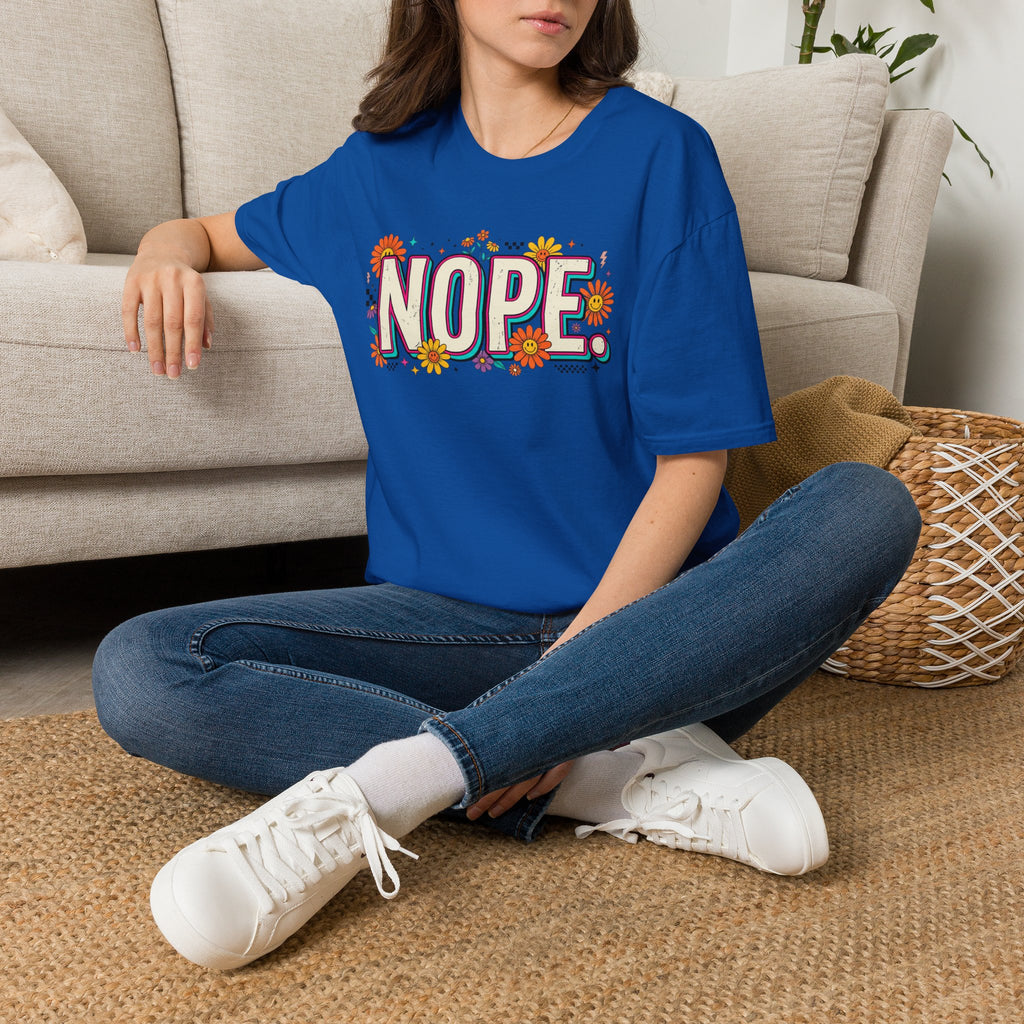 Nope Floral T-Shirt — Retro Script Graphic Tee