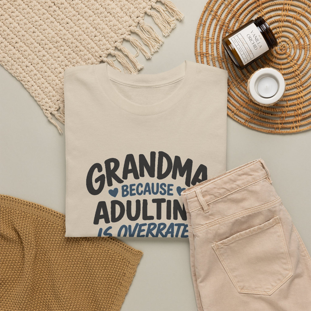 Grandma Adulting Is Overrated Graphic Tee - Funny Sarcastic T-Shirt