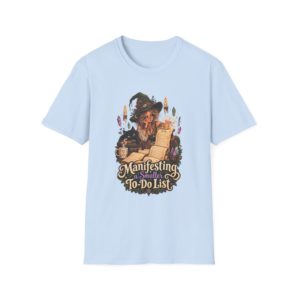 Witchy Manifesting T-Shirt – “Manifesting a Small(er) To-Do List” Graphic Tee