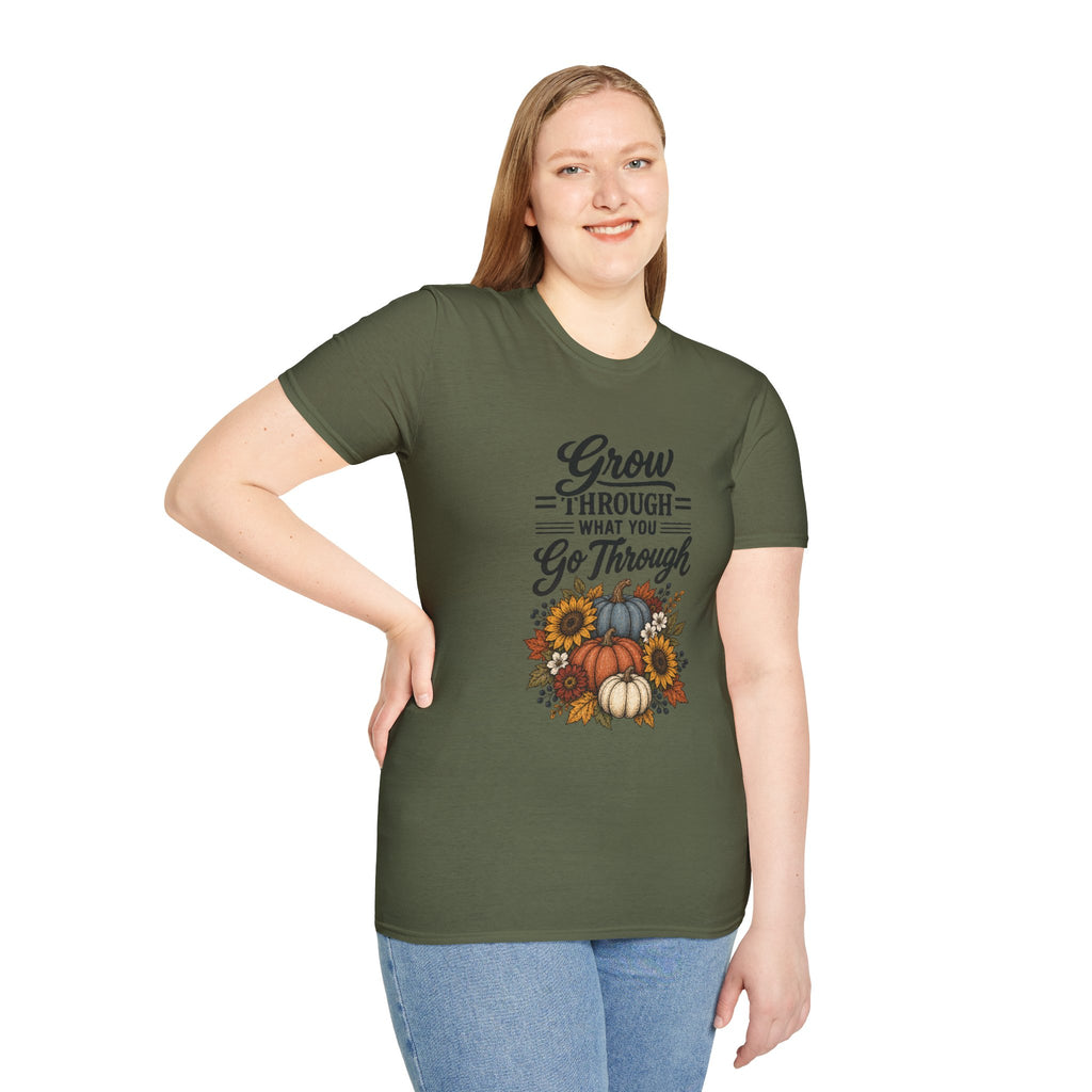 Autumn Pumpkins Motivational Graphic T-Shirt - Fall Unisex Crewneck Tee
