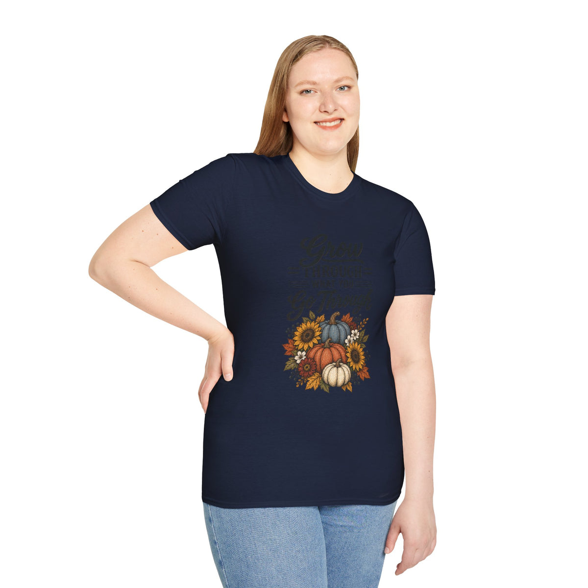 Autumn Pumpkins Motivational Graphic T-Shirt - Fall Unisex Crewneck Tee
