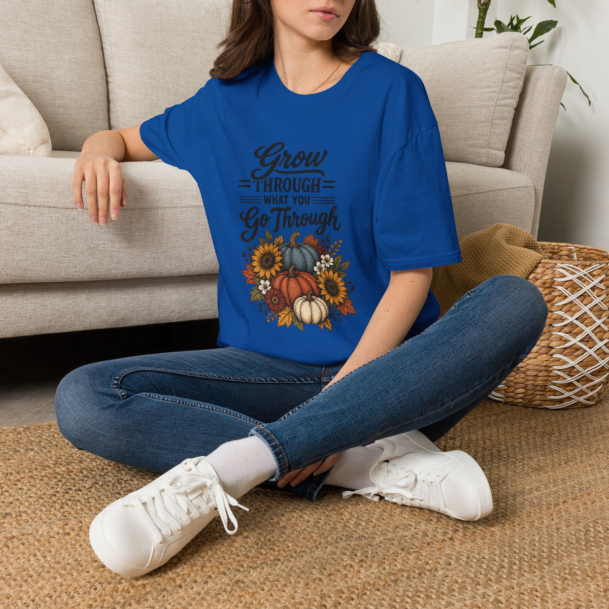 Autumn Pumpkins Motivational Graphic T-Shirt - Fall Unisex Crewneck Tee