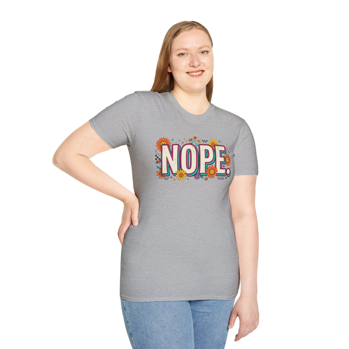 Nope Floral T-Shirt — Retro Script Graphic Tee