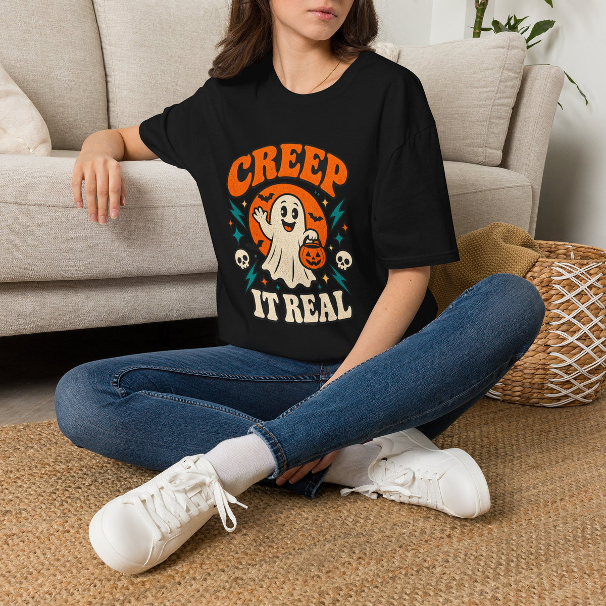 Creep It Real Retro Halloween Tee - Sarcastic Unisex Graphic T-Shirt