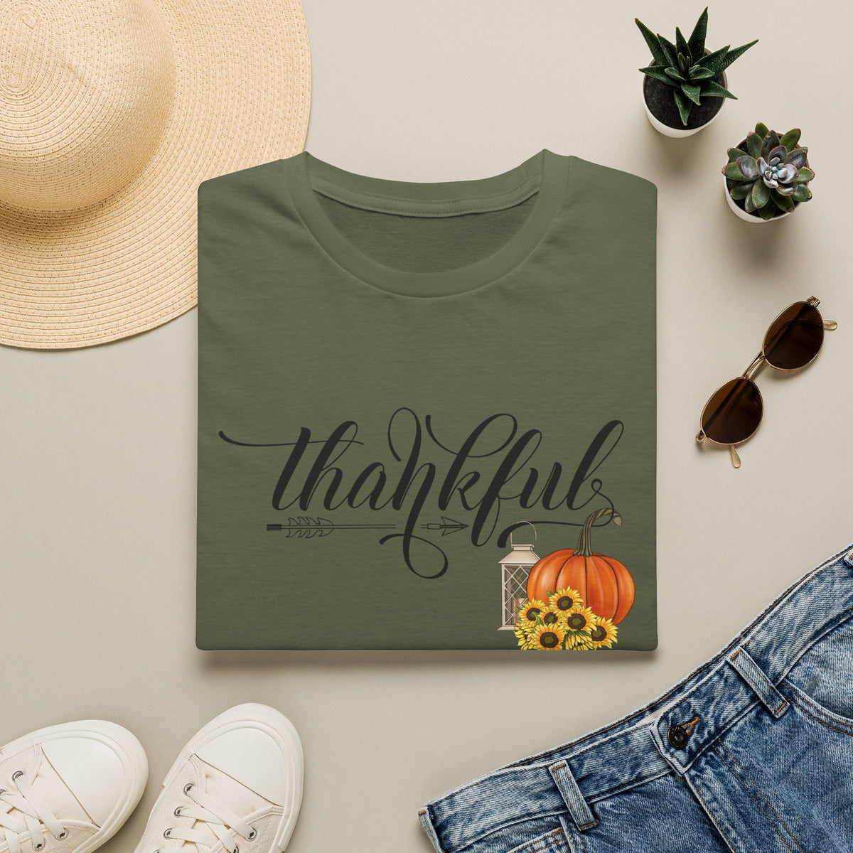 Thankful Pumpkin T-Shirt — Autumn Thanksgiving Tee