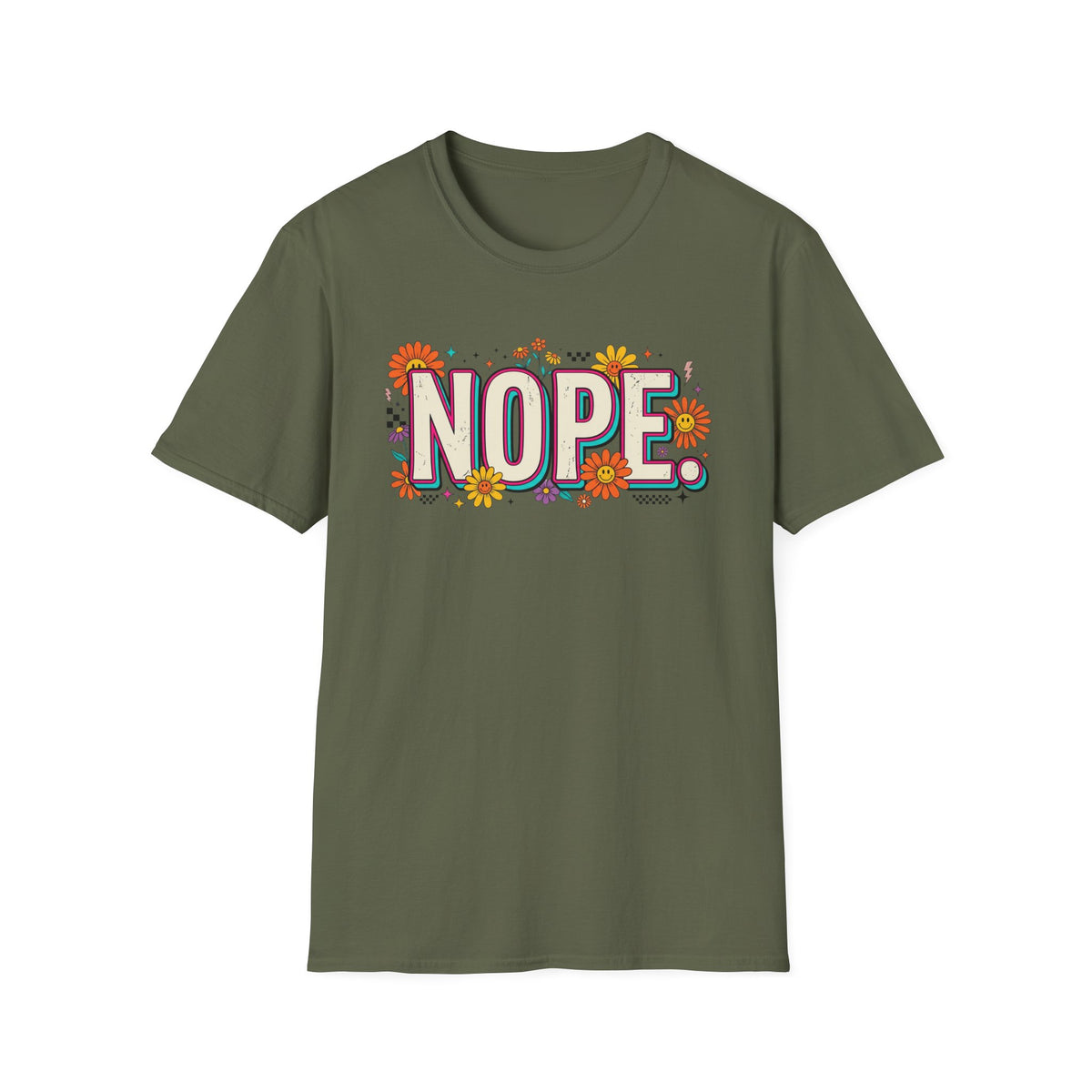 Nope Floral T-Shirt — Retro Script Graphic Tee