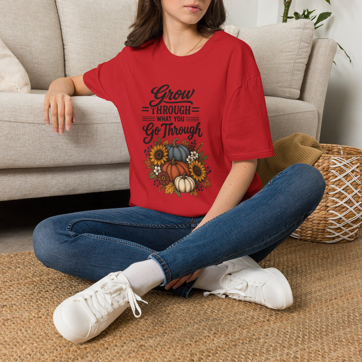 Autumn Pumpkins Motivational Graphic T-Shirt - Fall Unisex Crewneck Tee