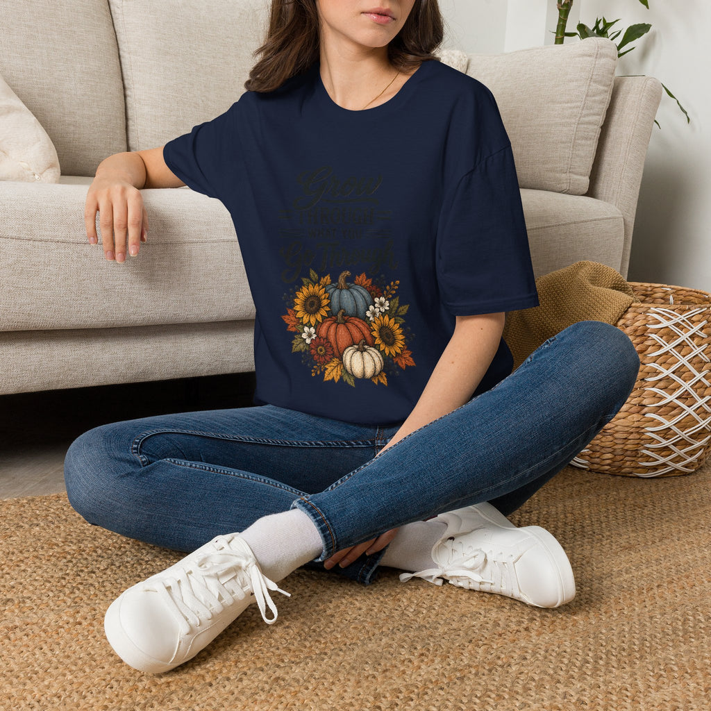 Autumn Pumpkins Motivational Graphic T-Shirt - Fall Unisex Crewneck Tee