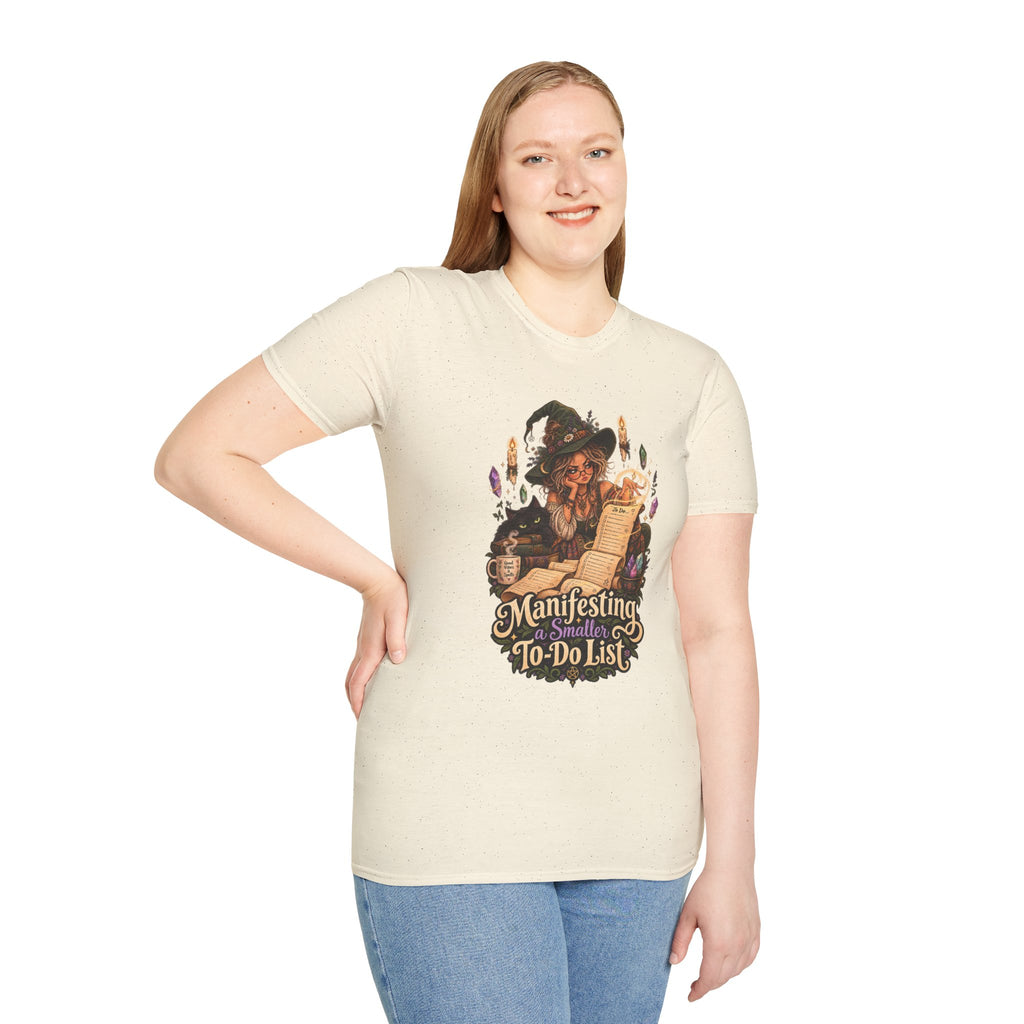 Witchy Manifesting T-Shirt – “Manifesting a Small(er) To-Do List” Graphic Tee