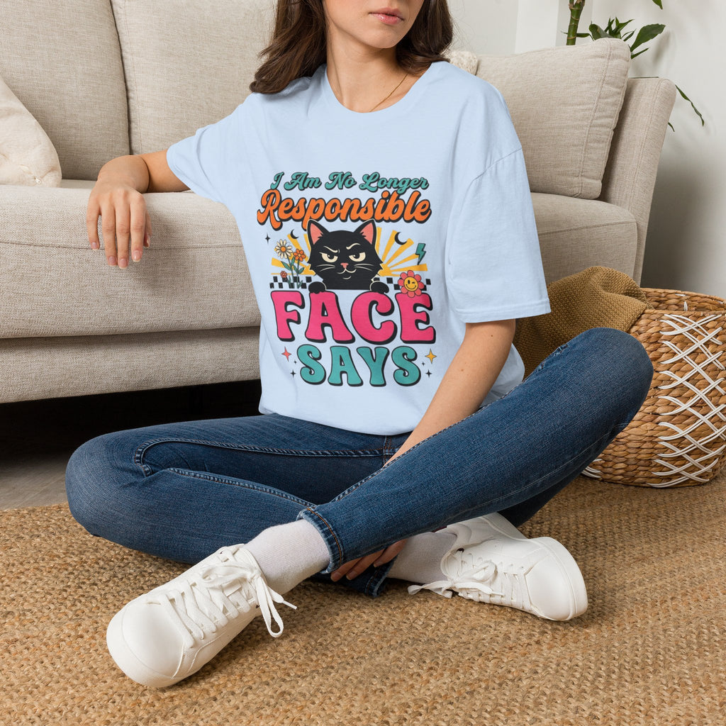 Funny Cat T-Shirt — "My Face Says I'm Not Responsible" Graphic Tee