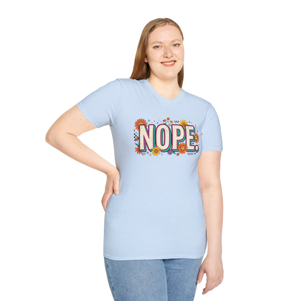Nope Floral T-Shirt — Retro Script Graphic Tee