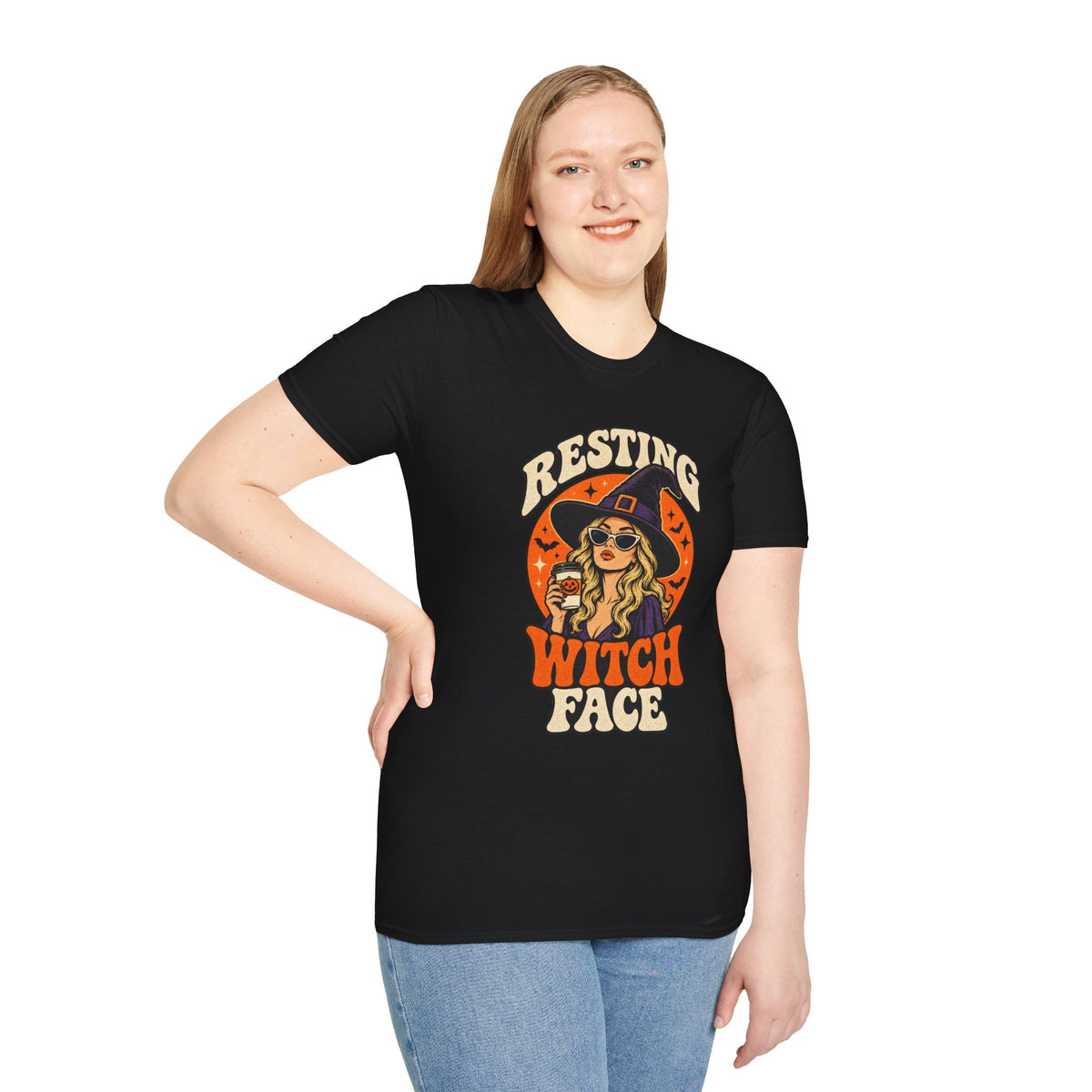 Resting Witch Face Retro Halloween Tee - Sarcastic Unisex T-Shirt