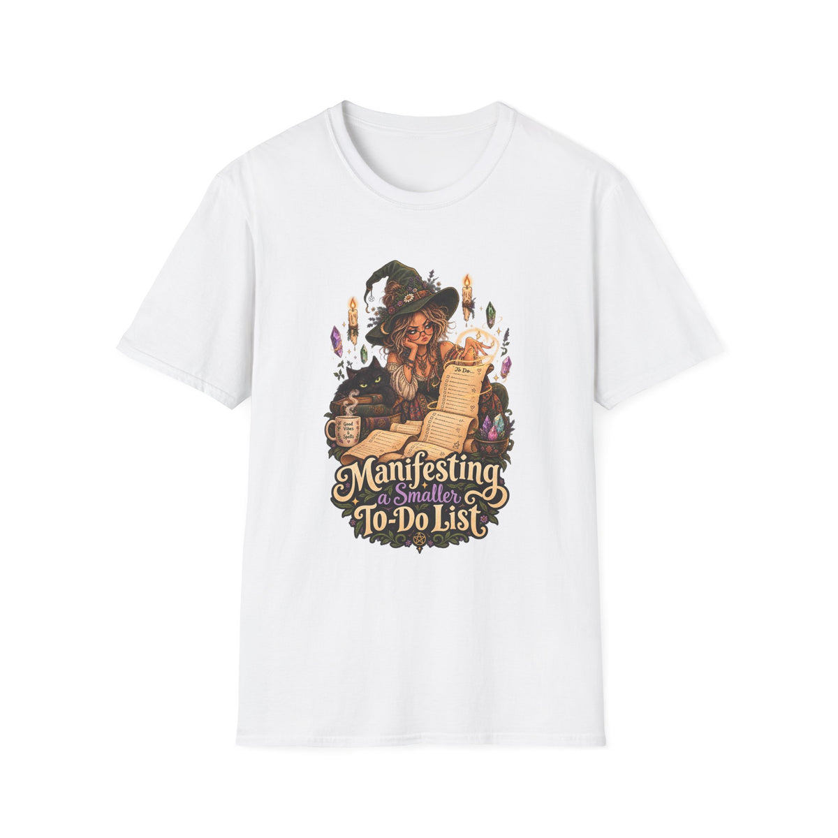 Witchy Manifesting T-Shirt – “Manifesting a Small(er) To-Do List” Graphic Tee