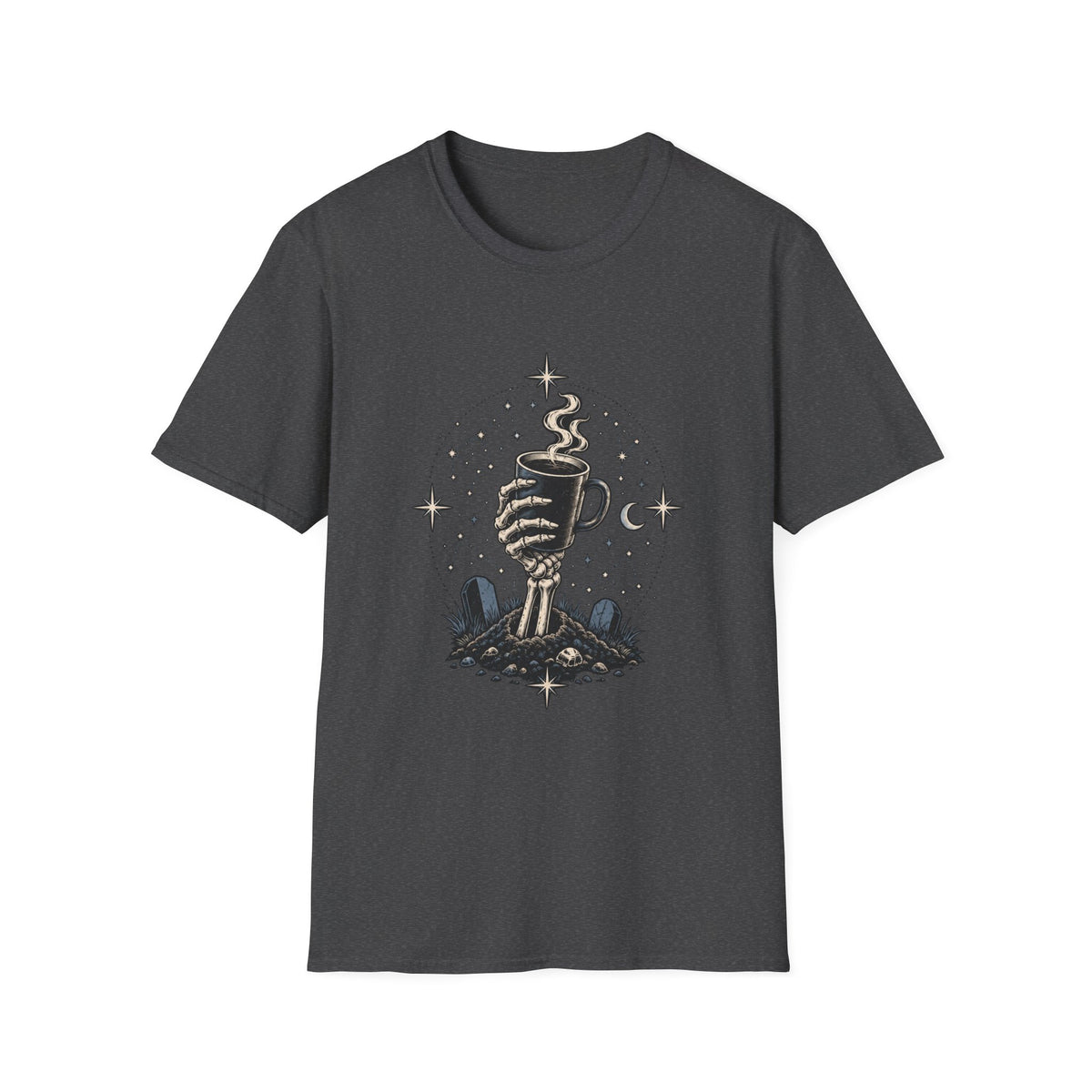 Occult Coffee Skeletal Hand Graphic Tee - Sarcastic Unisex T-Shirt