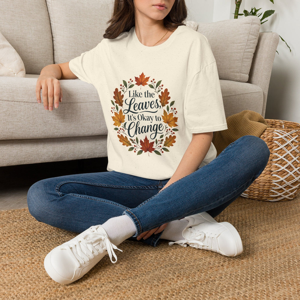 Autumn Leaves Inspirational Typography Graphic Tee - Unisex Soft T-Shirt