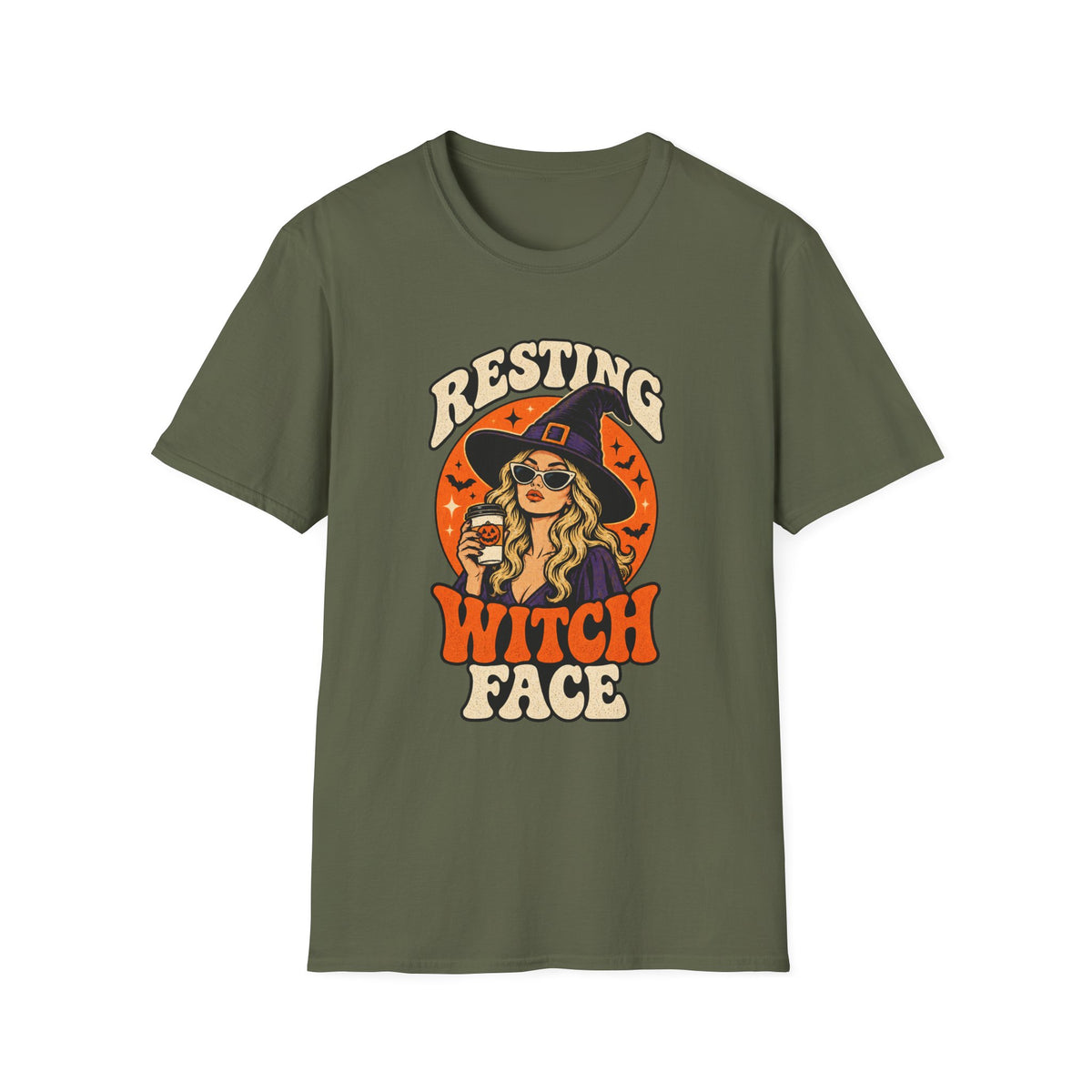 Resting Witch Face Retro Halloween Tee - Sarcastic Unisex T-Shirt