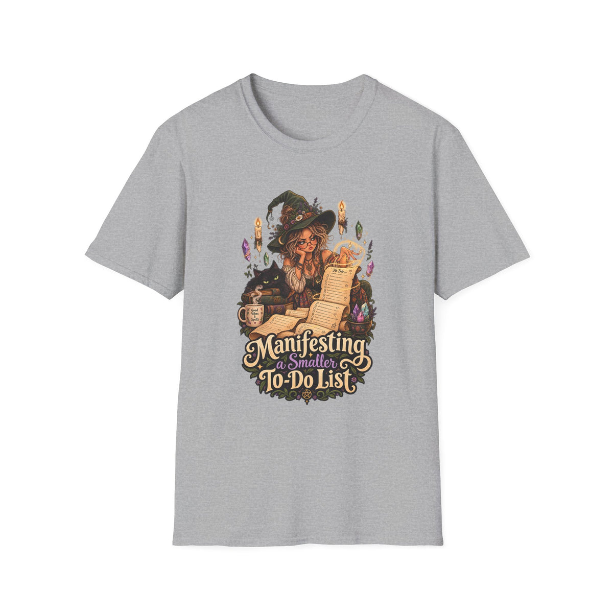 Witchy Manifesting T-Shirt – “Manifesting a Small(er) To-Do List” Graphic Tee