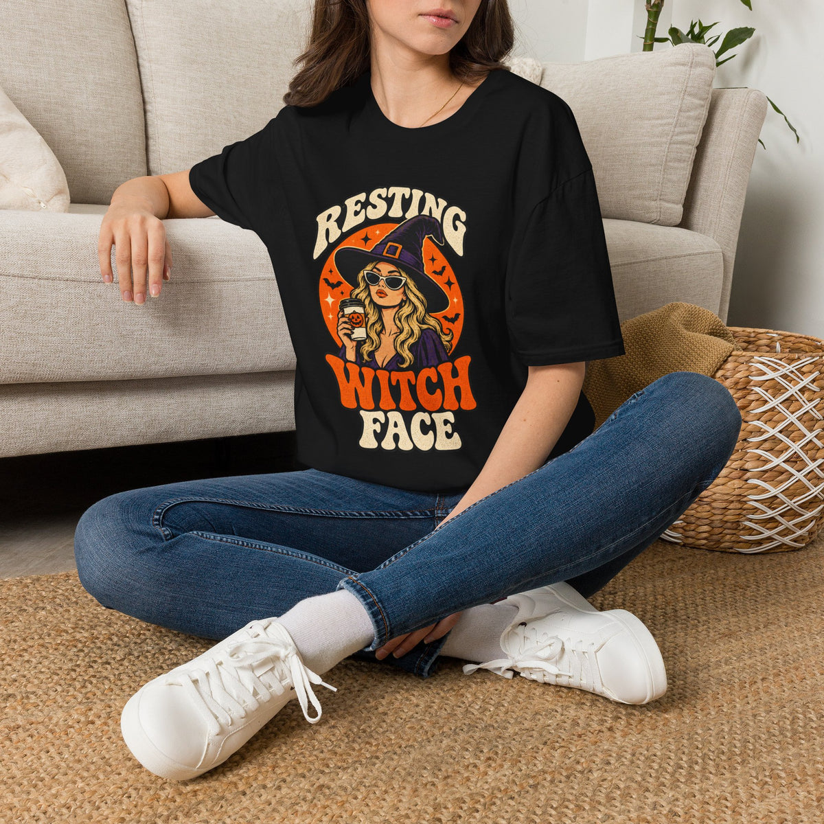 Resting Witch Face Retro Halloween Tee - Sarcastic Unisex T-Shirt