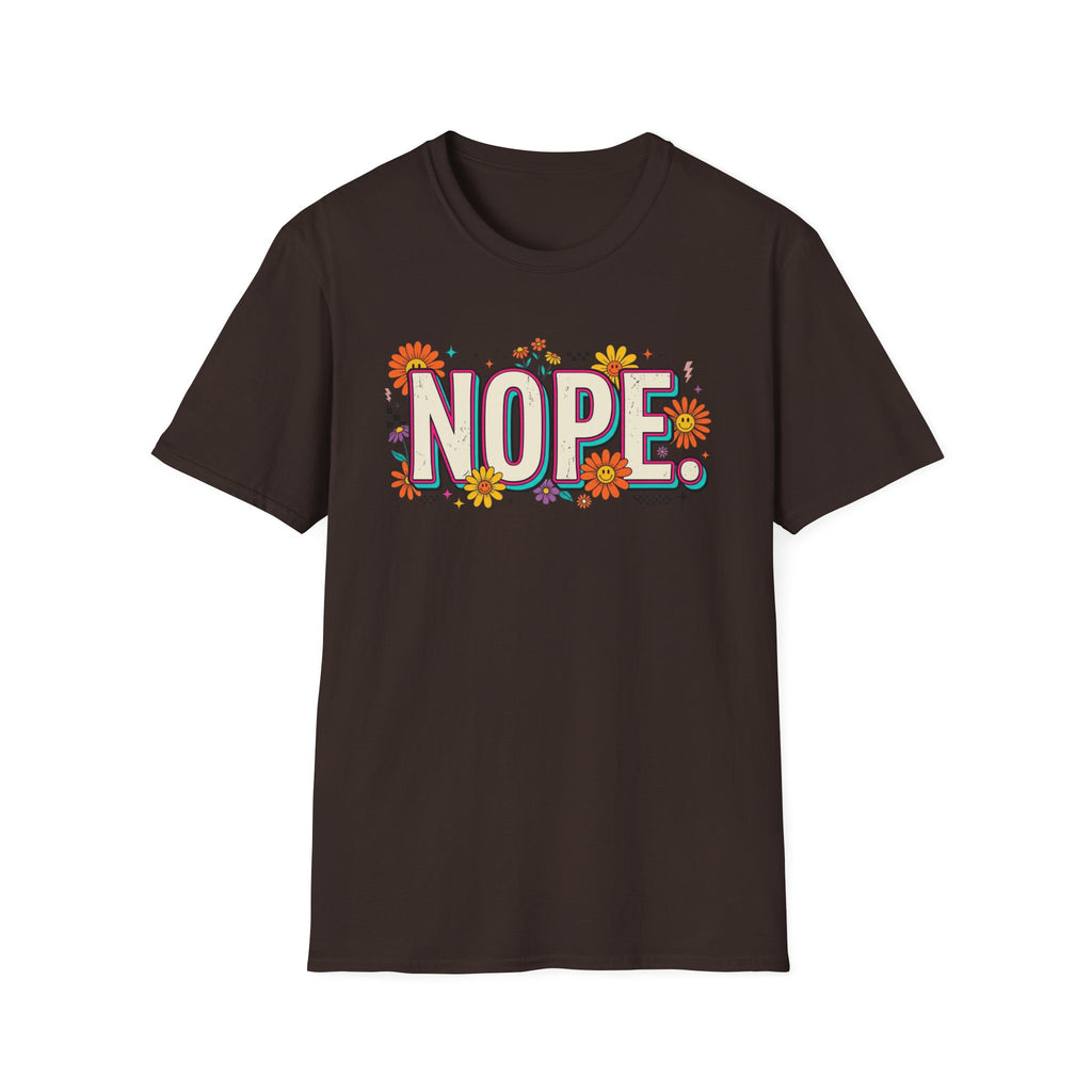 Nope Floral T-Shirt — Retro Script Graphic Tee