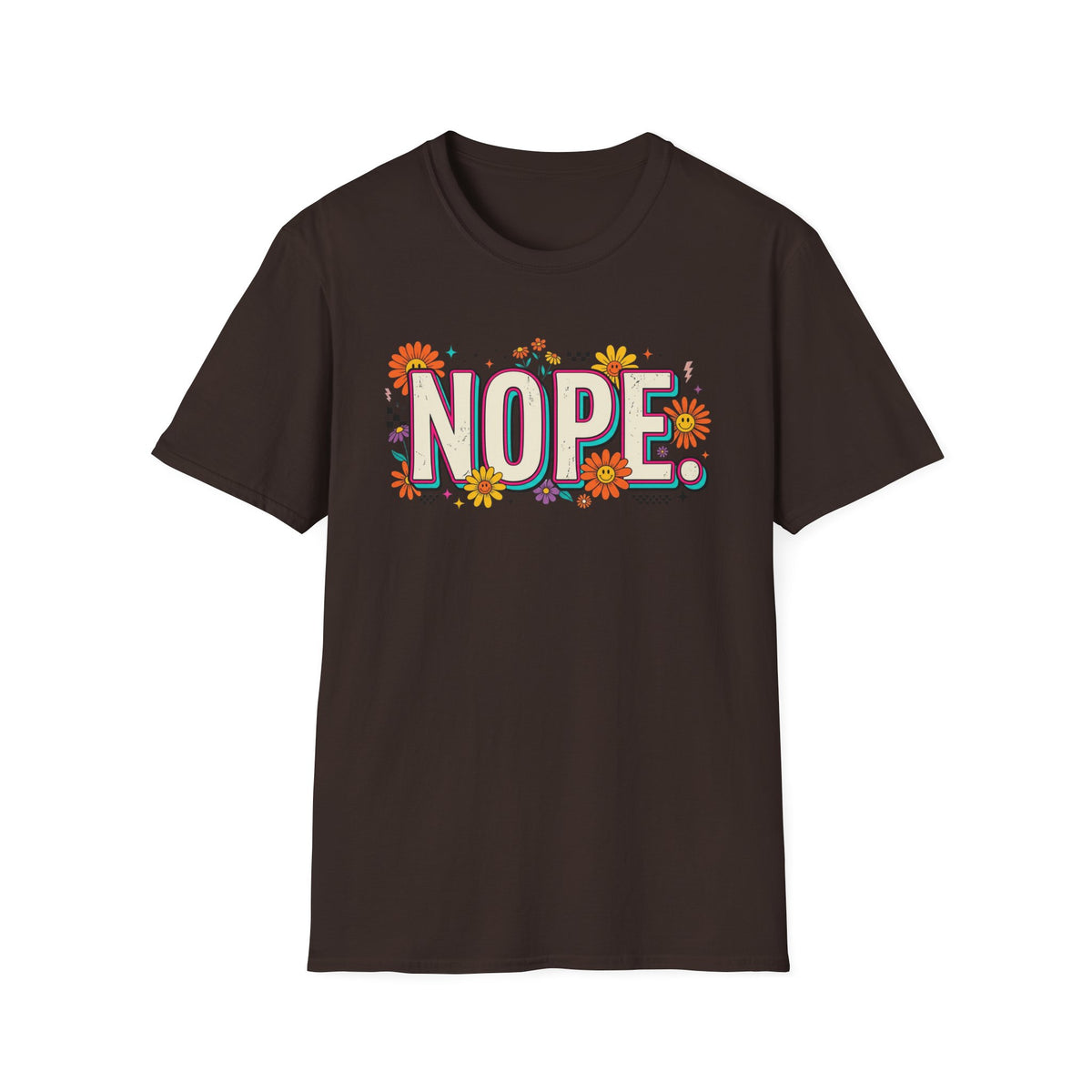 Nope Floral T-Shirt — Retro Script Graphic Tee