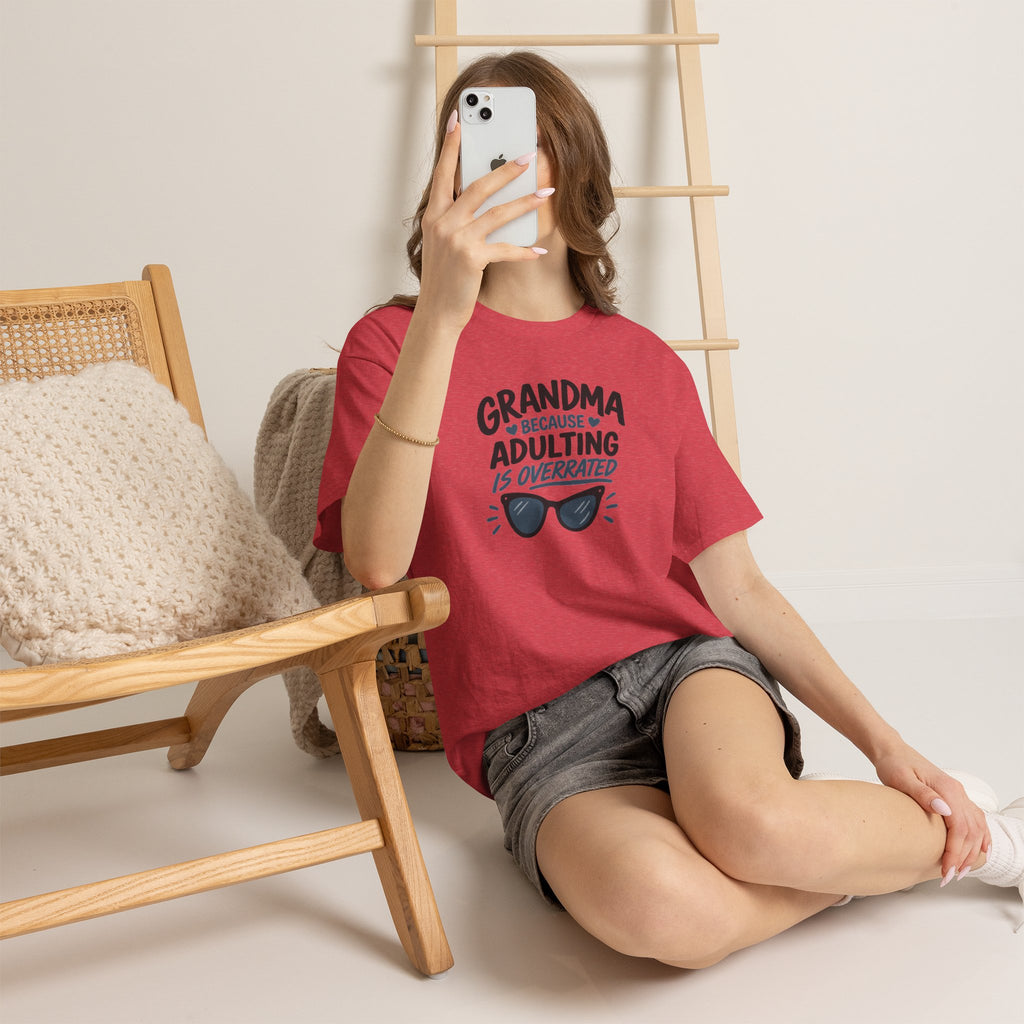 Grandma Adulting Is Overrated Graphic Tee - Funny Sarcastic T-Shirt