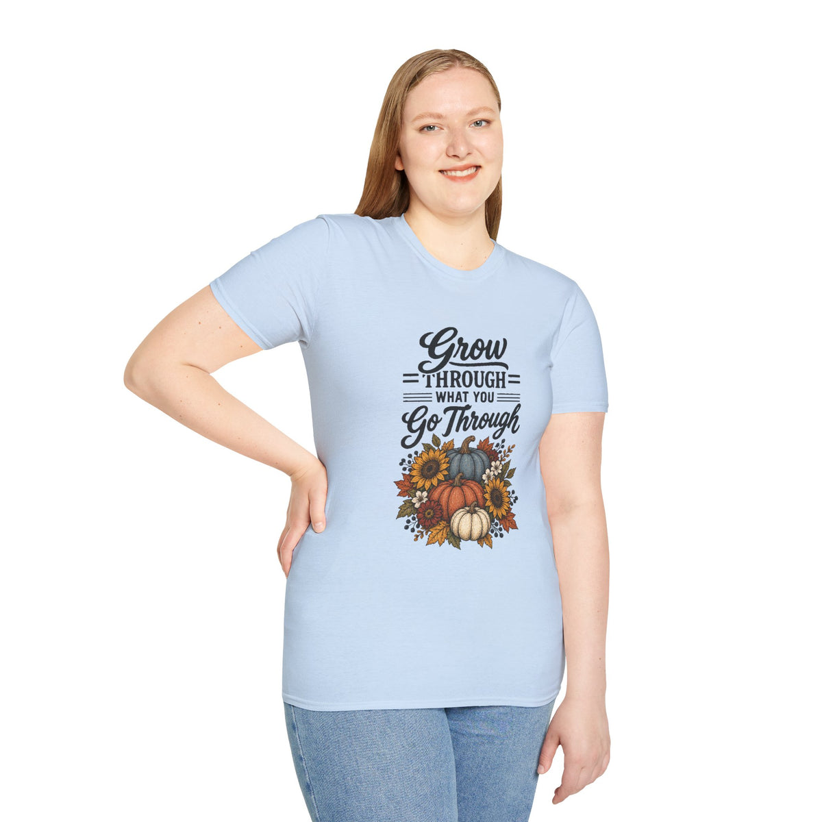 Autumn Pumpkins Motivational Graphic T-Shirt - Fall Unisex Crewneck Tee