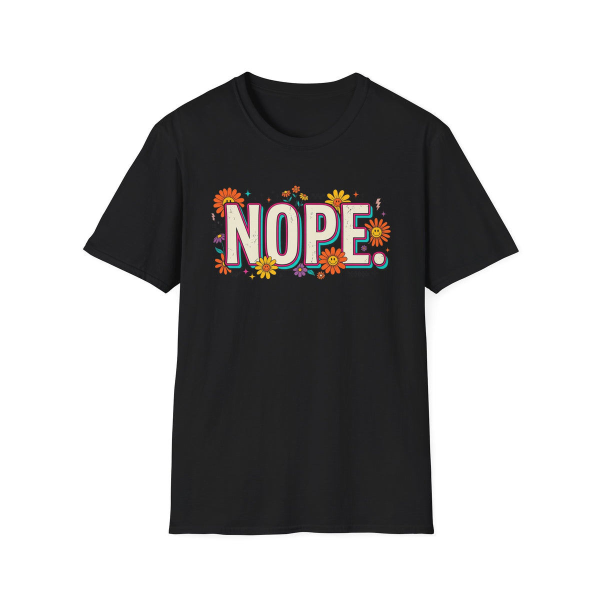 Nope Floral T-Shirt — Retro Script Graphic Tee