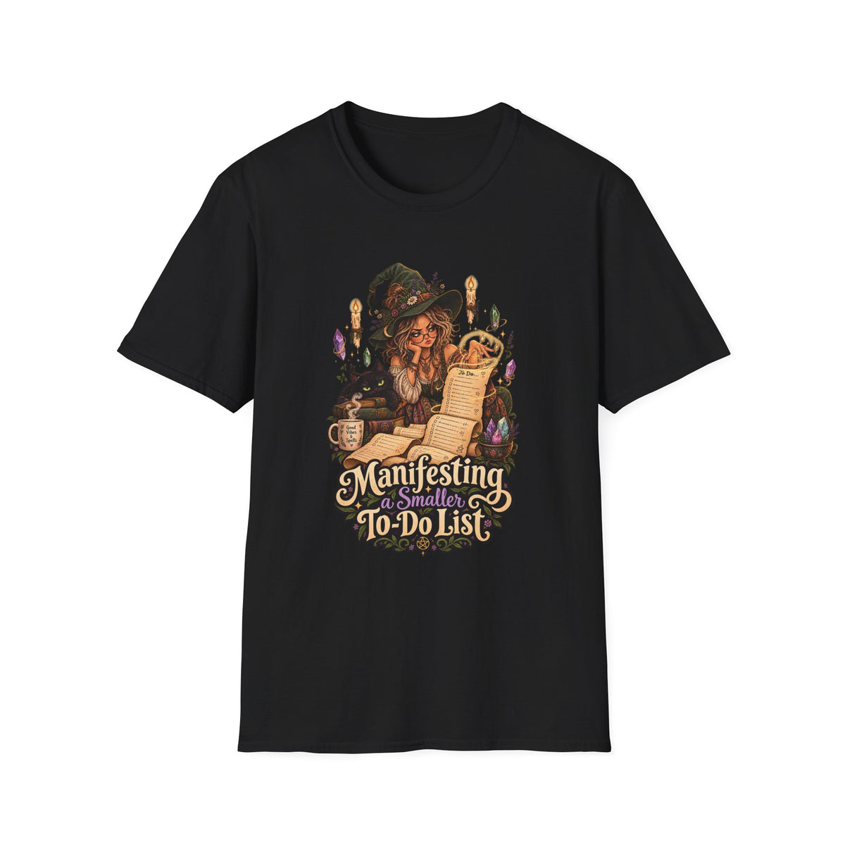Witchy Manifesting T-Shirt – “Manifesting a Small(er) To-Do List” Graphic Tee