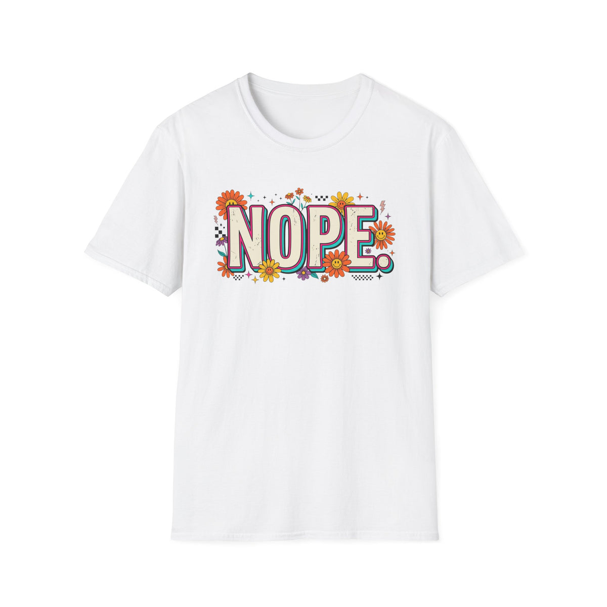 Nope Floral T-Shirt — Retro Script Graphic Tee
