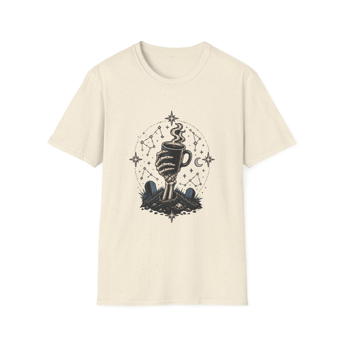 Occult Coffee Skeletal Hand Graphic Tee - Sarcastic Unisex T-Shirt