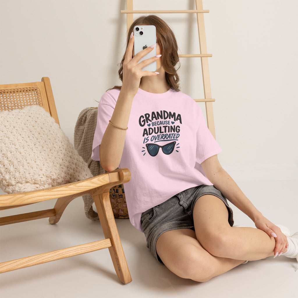 Grandma Adulting Is Overrated Graphic Tee - Funny Sarcastic T-Shirt
