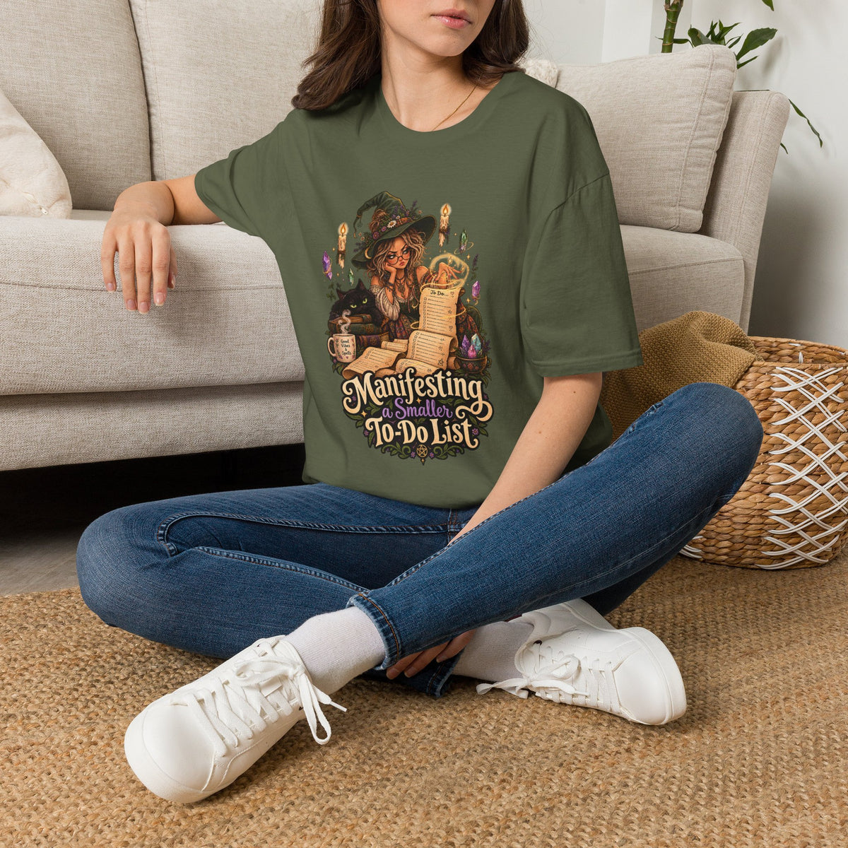 Witchy Manifesting T-Shirt – “Manifesting a Small(er) To-Do List” Graphic Tee