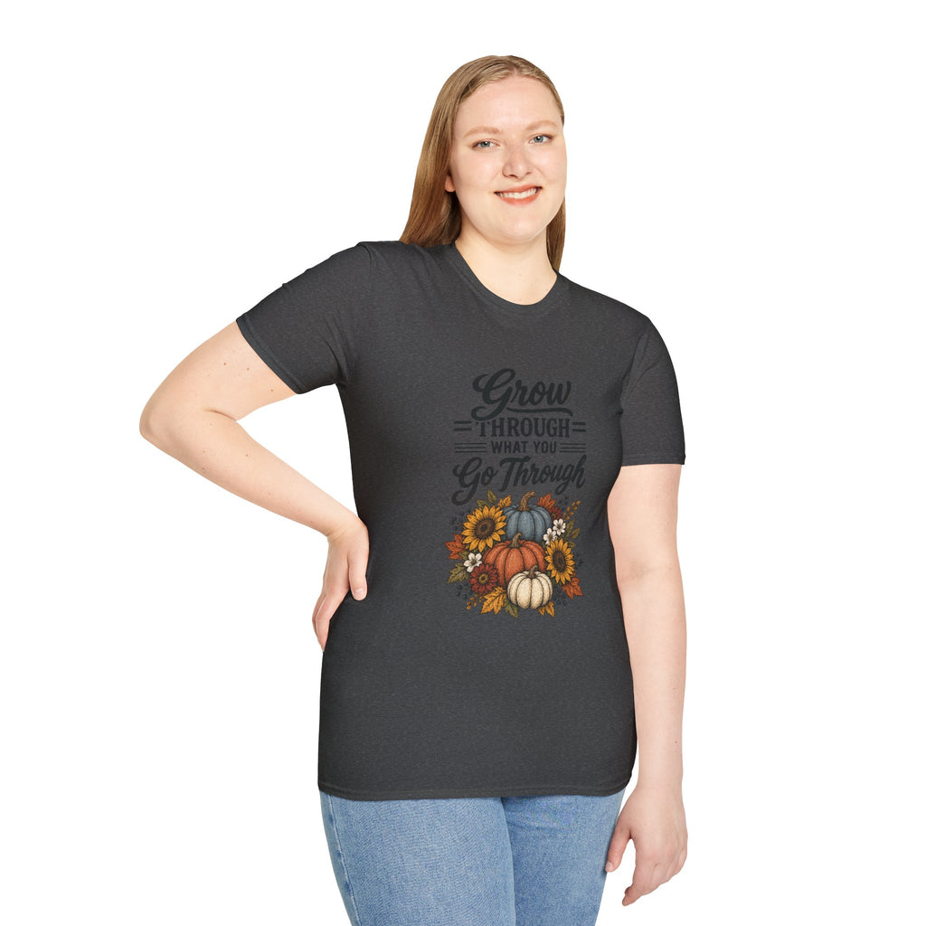 Autumn Pumpkins Motivational Graphic T-Shirt - Fall Unisex Crewneck Tee