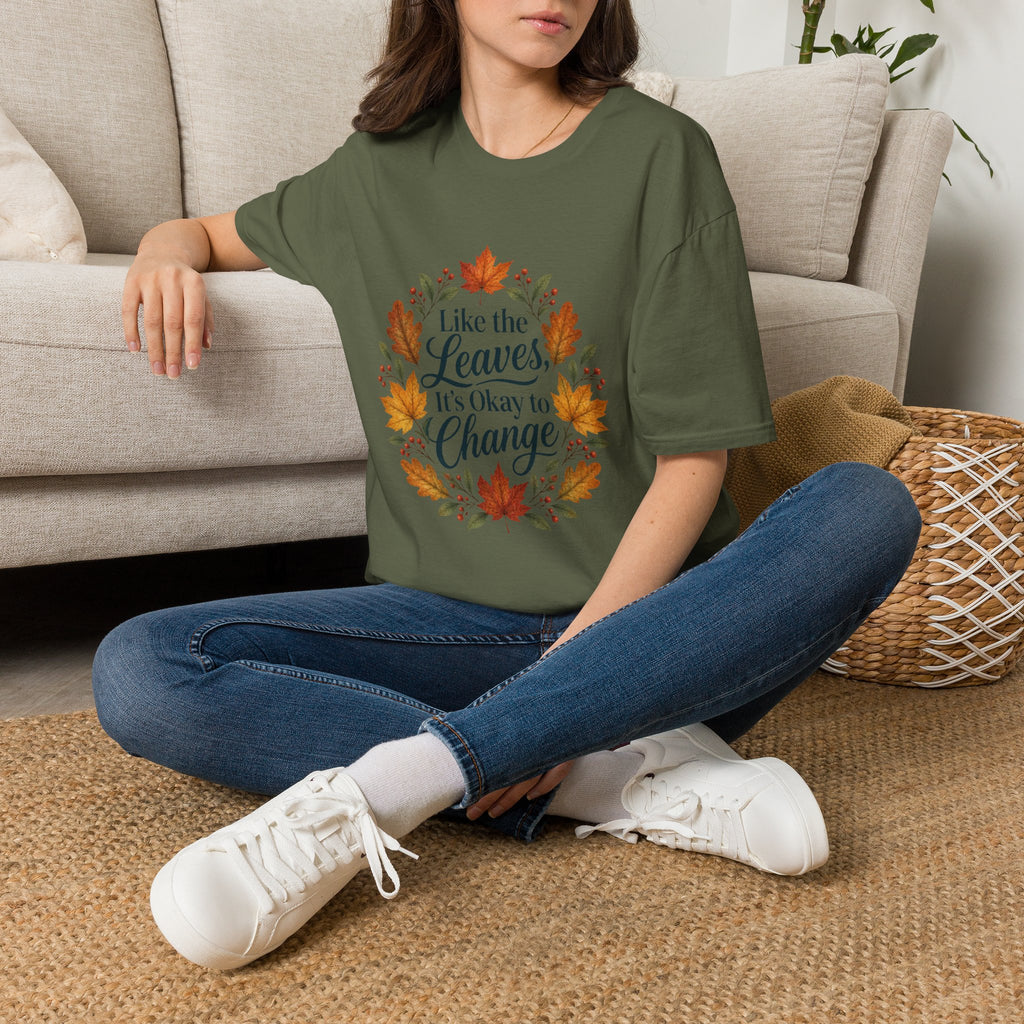 Autumn Leaves Inspirational Typography Graphic Tee - Unisex Soft T-Shirt