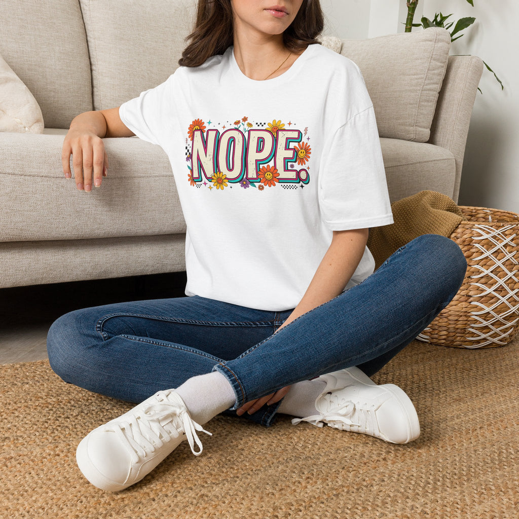 Nope Floral T-Shirt — Retro Script Graphic Tee
