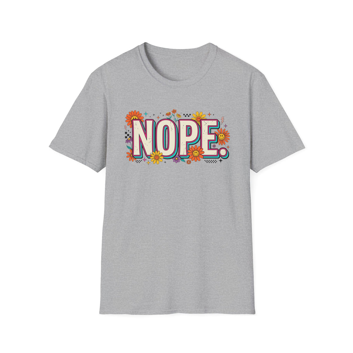 Nope Floral T-Shirt — Retro Script Graphic Tee