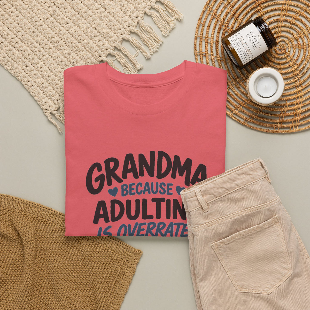 Grandma Adulting Is Overrated Graphic Tee - Funny Sarcastic T-Shirt