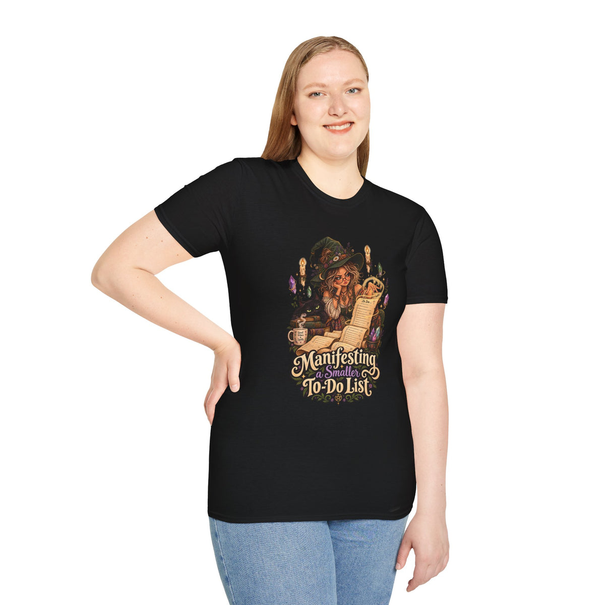Witchy Manifesting T-Shirt – “Manifesting a Small(er) To-Do List” Graphic Tee