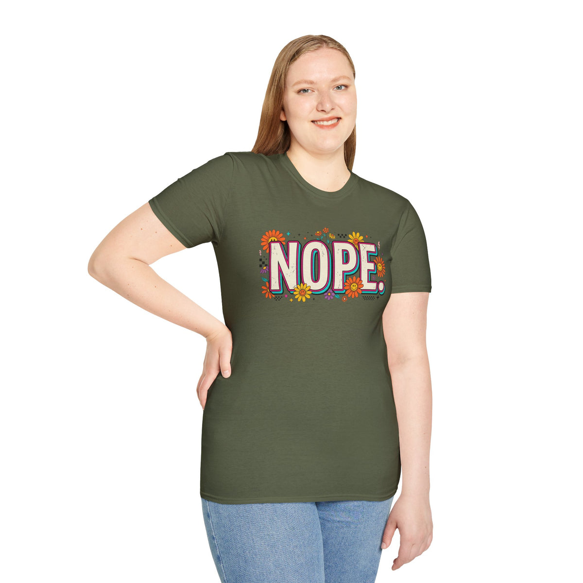Nope Floral T-Shirt — Retro Script Graphic Tee
