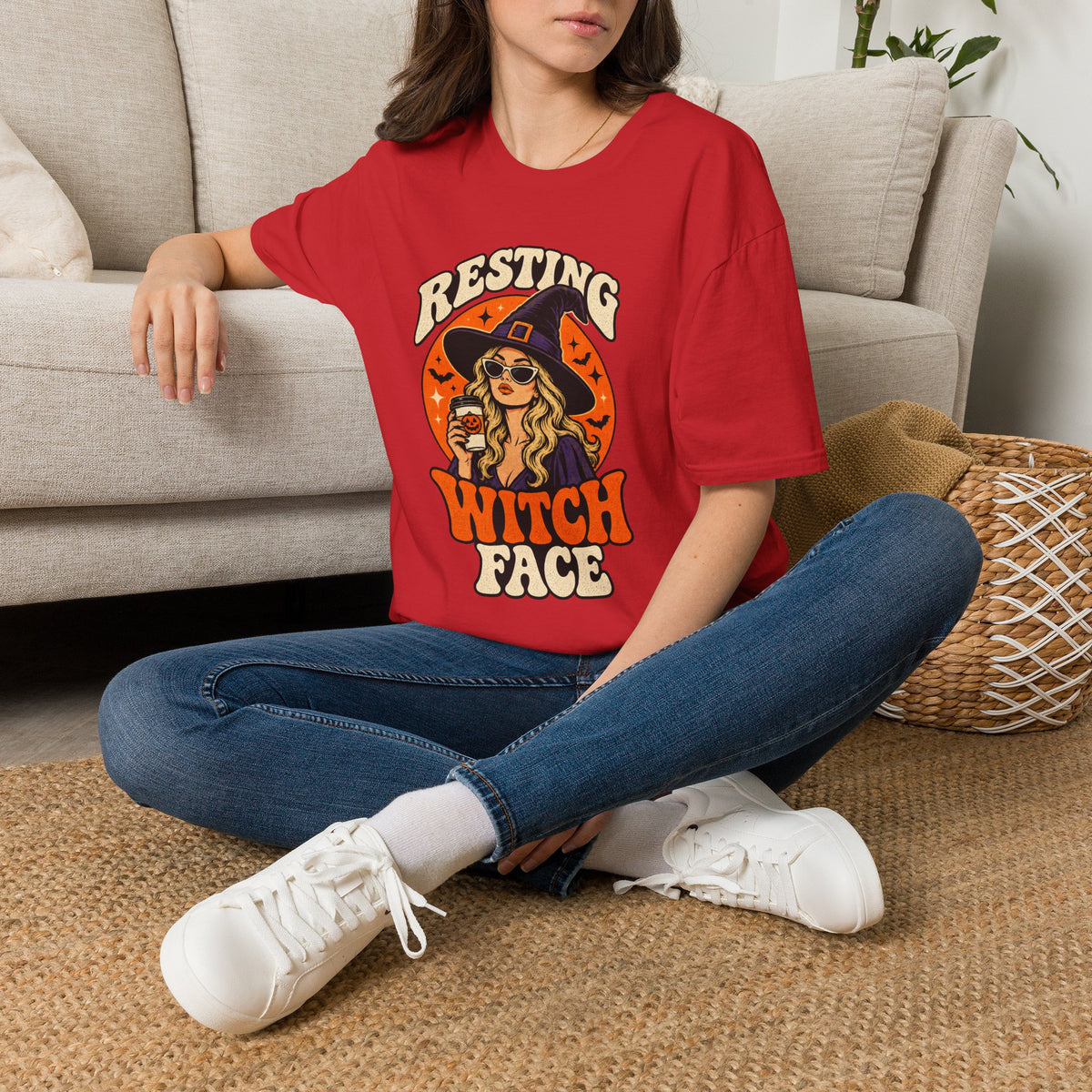 Resting Witch Face Retro Halloween Tee - Sarcastic Unisex T-Shirt
