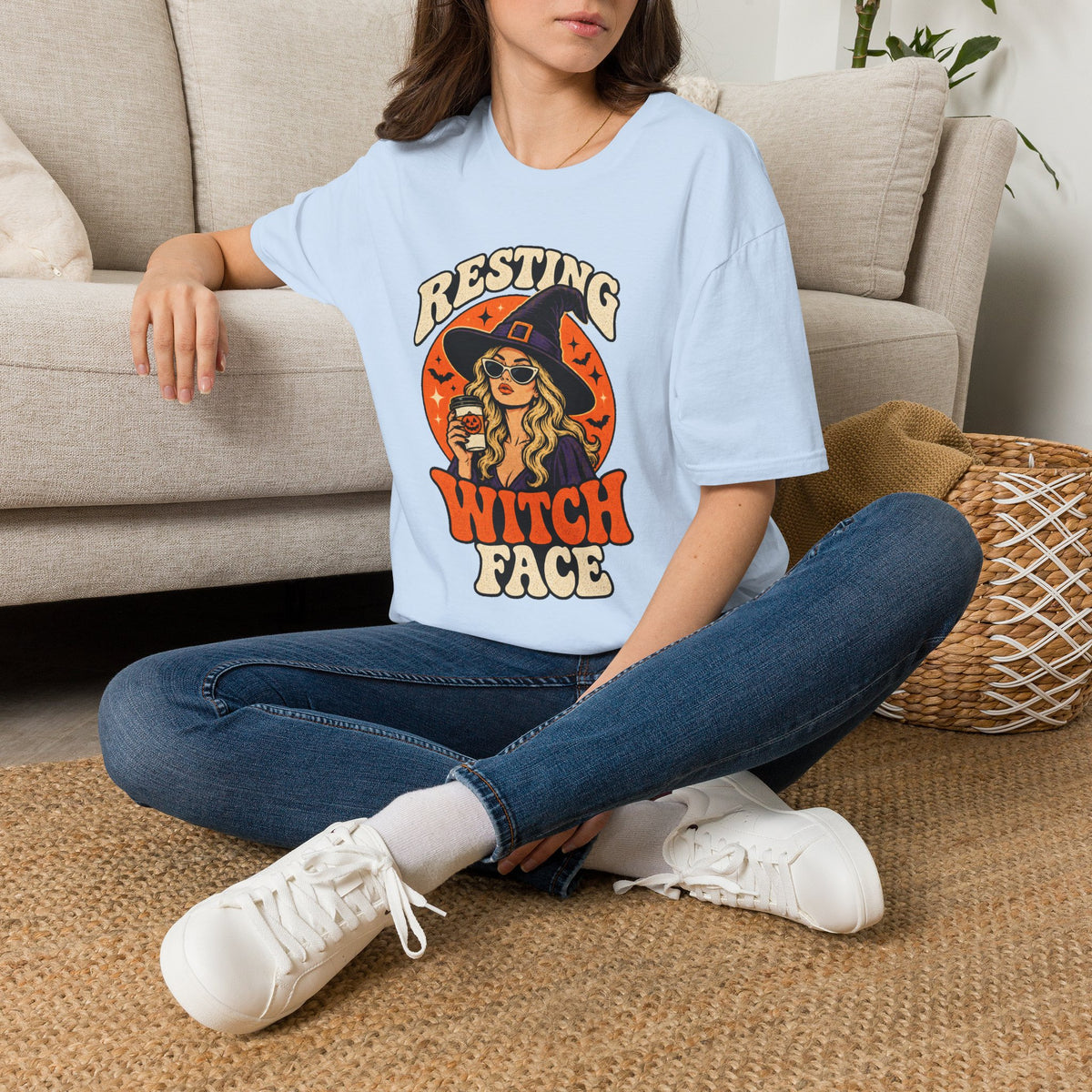 Resting Witch Face Retro Halloween Tee - Sarcastic Unisex T-Shirt