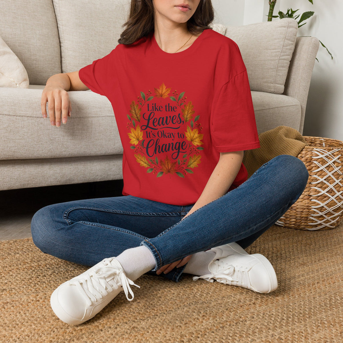 Autumn Leaves Inspirational Typography Graphic Tee - Unisex Soft T-Shirt